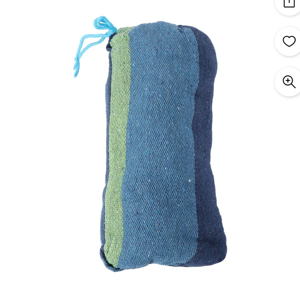Blue and Green Striped Fabric Pouch